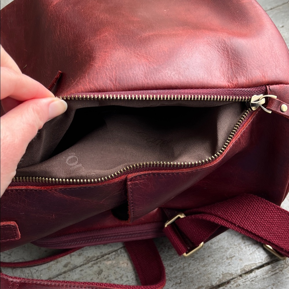 Chic Red Leather Backpack - Picture 9 of 14